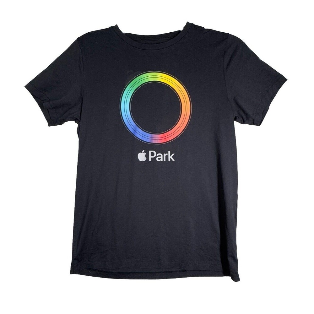 Apple Park‎ Shirt Womens Small Black California 95014 Infinite Loop Rainbow Ring